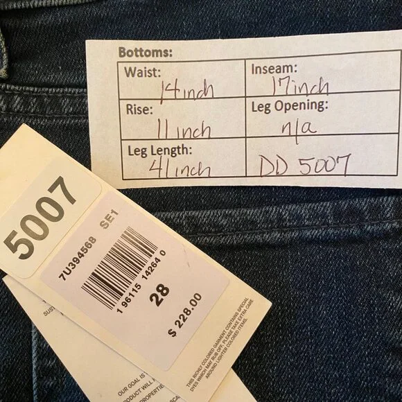 NWT 7 For All Mankind Easy Slim Dark Distressed  with Open Knee Jeans,  Size 28 - Picture 11 of 13